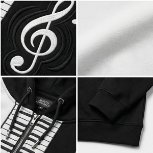 Sweat-shirt décontracté unisexe NOTY APPROACH avec fermeture éclair, poche avant, motif clavier de piano noir et blanc, pour l'automne - Product Image 4
