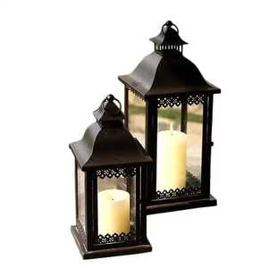 Skies Traders Modern Black Cube Stainless Steel Handmade Eco-Friendly Heat Resistant Durable <b>Hurricane</b> Glass Candle <b>Lantern</b> Home - Product Image 1