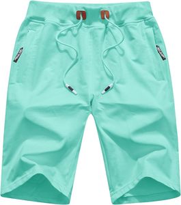 Pantalones Cortos Bermuda de Lona de Algodón de Color Liso para Hombre, con Cordón en la Cintura, Diseño Casual con Bolsillos, Transpirables, de Tiro Medio, con Logotipo en el Dobladillo Inferior - Product Image 1