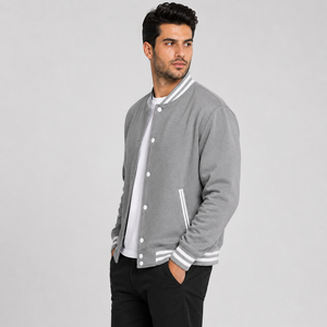 Stylish <b>Canvas</b> Varsity <b>Jacket</b> Delivering Soft Warmth Durable Performance Sporty Sophistication Fashionable Casual Outerwear - Product Image 1