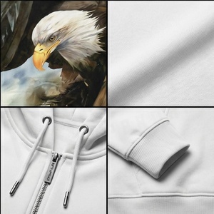 Sweat-shirt à capuche zippé pour homme avec imprimé aigle, coupe décontractée, en polyester tricoté, pour l'automne - Product Image 4