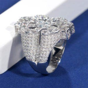 เครื่องประดับเงินแท้ 925 สเตอร์ลิง ดอลลาร์สหรัฐฯ แหวนเพชรโมอิสซาไนต์สไตล์ฮิปฮอปสำหรับผู้หญิงผู้ชาย - Product Image 4