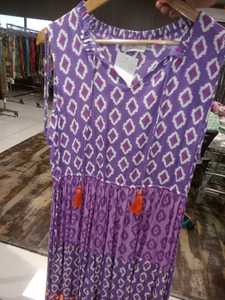 100% Cotton Green Ikat Print <b>Boho</b> Summer Kurti Sleeveless Stretchable Loose Fit Tassel Tie Casual Resort Wear V-Neck Dresses - Product Image 4