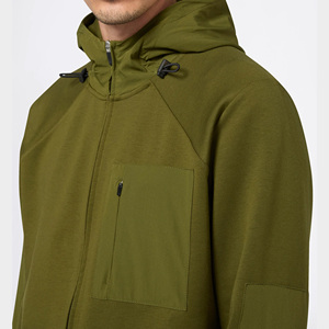 Sweat à capuche zippé de haute qualité, épais, à épaules tombantes, en jersey tricoté écologique polyester/coton, avec poche latérale pour homme - Product Image 2