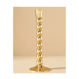 Luxury Gold Polished Metal Candlestick Holder Elegant Beaded Taper Candle Stand For Modern Wedding Centerpieces Table Decor - Product Image 5