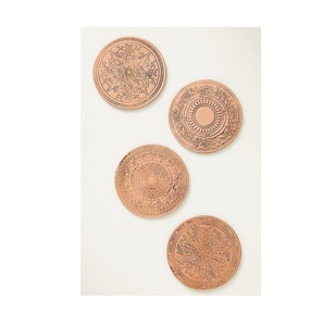 Modern Metal Beverage <b>Coaster</b> <b>Set</b> With Decorative Surface Ideal For Living Room And Dining Table - Product Image 1
