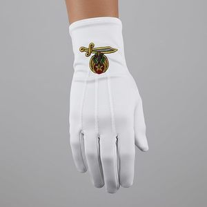 Shriner Masonic Embroidered Cotton Gloves - [<b>White</b>] 100% Cotton Embroidered Masonic Symbol - Product Image 4