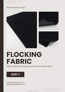 Tissu en rayonne tissé sur mesure, dos en tissu floqué W54" RD51-1 Noir - Product Image 2