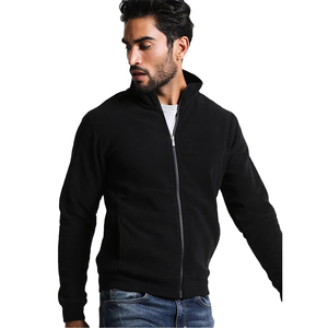 High Quality Comfortable Men's Hoodies Black Color 100% Cotton Embroidered Full Sleeve Zipper-<b>Up</b> Breathable Casual Wear for <b>Boys</b> - Product Image 1