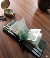 annwar enterprises Dompet Klip Uang Vintage Buatan Tangan Tempat Kartu Kredit Tipis Minimalis Kulit Asli Unisex Dompet Penggunaan Sehari-hari