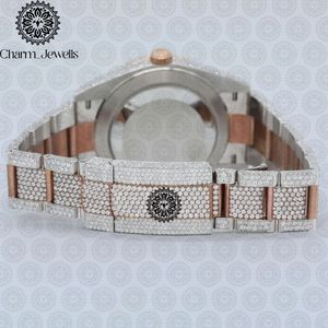 Montre de luxe pour homme Charm_Jewells en acier inoxydable, cadran 40 mm, lunette sertie de diamants, mouvement mécanique analogique, étanche 10 bars, automatique - Product Image 6
