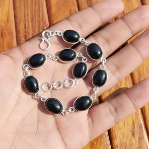Best Selling Silver Plated Brass Green Onyx Unisex Classic Bracelet Handmade Jewelry for <b>Yoga</b> Meditation and <b>Gift</b> Sale - Product Image 5