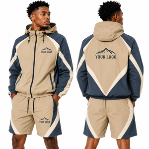 Conjunto de Chaqueta y Pantalones Cortavientos con Capucha Personalizados para Hombre, Resistentes al Agua, para Primavera, Venta al Por Mayor, Ropa Deportiva para Exteriores, Suministro de Fábrica - Product Image 4