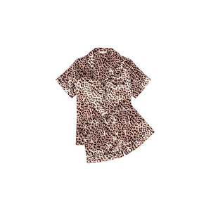 Conjunto de Pijama de Seda para Mujer, Suave, de Manga Corta, con Botones, Top y Pantalones Cortos, 2 Piezas - Product Image 5