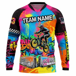 เสื้อเจอร์ซีย์ BMX สำหรับผู้ใหญ่และผู้ชาย เสื้อผ้าปั่นจักรยานแบบสั่งทำพิเศษสำหรับเด็ก ระบายอากาศได้ดี ไซส์พลัส สำหรับเด็กชายและเด็กหญิง เสื้อจักรยาน - Product Image 1