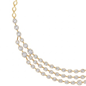Collier Statement Triple Ligne Solestia pour Femme, Diamant de Laboratoire, Argent Sterling 9KT, 10KT, 14KT, 18KT, Cadeau de Mariage Premium - Product Image 3