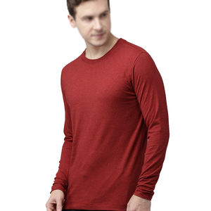 T-shirts décontractés pour hommes en tricot uni avec logo sur le devant, manches longues, vêtements d'été, doux, respirants, 100% coton, coupe classique - Product Image 2