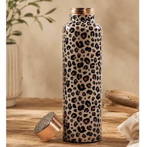 Bouteille d'eau isotherme en cuivre à imprimé léopard pour la randonnée en plein air - Product Image 1