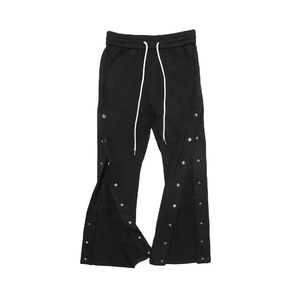 Pantalones Deportivos de Algodón para Hombre, Cintura Elástica con Cordón, Corte Holgado Informal, Botones Laterales, Bordado, Logotipo Personalizado, Pantalones Acampanados, Ropa de Otoño - Product Image 3