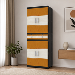 Naiba Drawer Fit <b>Large</b> Capacity Plastic Wardrobe Cabinet Light Brown Drawer & Shelves for Clothing Storage Bedroom Furniture - Product Image 1