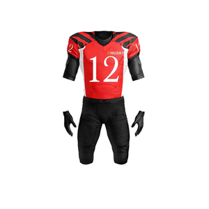 Ensemble de maillot de football américain rouge pour homme, numéro 24, respirant, en maille, col en V, manches courtes, polyester/coton, pantalon noir à boucle - Product Image 5