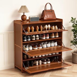 Console à chaussures en bois de teck - Product Image 1