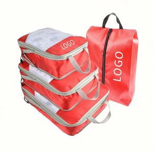 Sacs de rangement de voyage en nylon léger imprimés sur mesure, cubes de compression en maille pour l'organisation des vêtements et du linge sale - Product Image 1