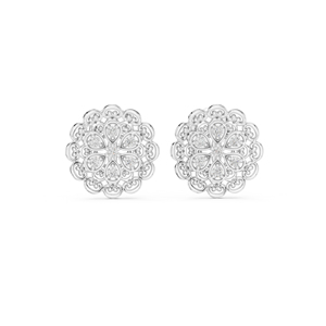ต่างหูเพชรทรงกลมทองคำ 14K สำหรับผู้หญิง |   เพชรที่เพิ่งเพาะเลี้ยง - Product Image 2