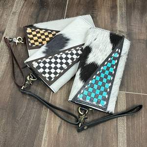 Cartera de Mano de Cuero Vacuno con Diseño a Cuadros, Hecha a Mano, de Primera Calidad, Tarjetero de Cuero Genuino de Lujo, Cartera de Muñeca - Product Image 4