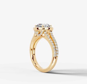 Anillo de Moissanita con Corte Geométrico, Plata de Ley 925, Chapado en Oro, Anillo de Compromiso, Boda, Novia, Promesa, de Lujo - Product Image 2