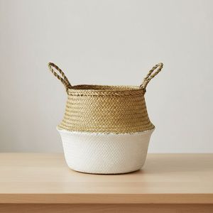 Handwoven Seagrass <b>Foldable</b> Storage <b>Baskets</b> Handles Eco-Friendly Natural Clothing Organizer for Home Decor Laundry Wholesale - Product Image 4