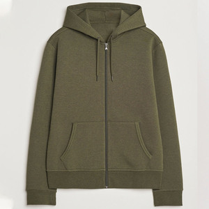 Sweat-shirt à capuche zippé vert olive pour homme, coupe oversize, 100 % coton French Terry, imprimé dessin animé, design découpé, imprimé sur le devant - Product Image 1