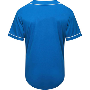 Maillot de baseball bleu pour homme, manches courtes, boutonné, anti-humidité, couleur unie, coupe classique, vêtements de sport pour adulte - Product Image 2