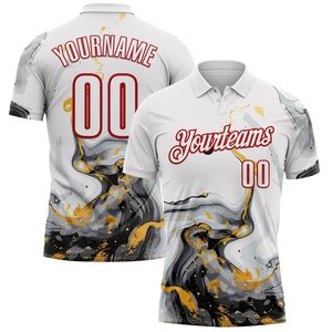 Wholesale Direct OMMIZ INDUSTRY Custom Black White 3D Pattern Design <b>Flame</b> Billiards 8 Ball Performance Polo <b>Shirt</b> - Product Image 4