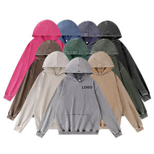 Sudadera con Capucha de Invierno de Alta Calidad, 100% Algodón, Forro Polar Vintage, con Logotipo Personalizado, Lavado Ácido, Teñido Liso, para Hombre - Product Image 1