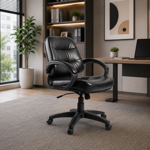Chaise de bureau KINSHA à dossier bas en cuir PU, mobilier commercial pour usage de bureau - Product Image 1