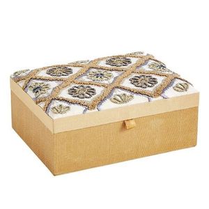 Boîte à bijoux grise de haute qualité, très demandée, avec de magnifiques broderies Zari, idéale pour la décoration de la maison et les cadeaux d'affaires - Product Image 2