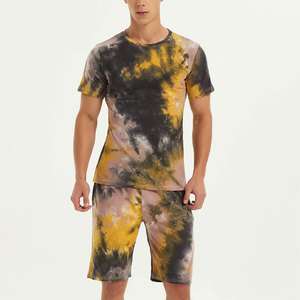 2026 Custom Logo Men's Short T-shirts Shorts <b>Sets</b> 100% Cotton Terry <b>Knitted</b> Fashionable Color Block Summer Casual Plus Size - Product Image 6