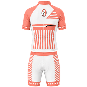 Coral Orange White <b>Cycling</b> Jersey <b>Shorts</b> Set <b>Short</b> Sleeve Full Zip Quick Dry <b>Padded</b> Bicycle Racing Training Performance Sports - Product Image 2
