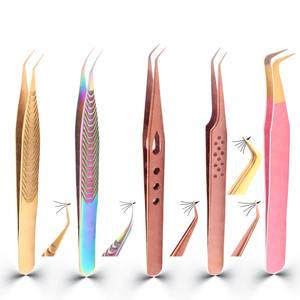 Ensemble de pinces à cils en acier inoxydable de précision Morje Surgical, pointe lisse, longueur 10 mm, prise en main parfaite, multicolores pour les cils - Product Image 1