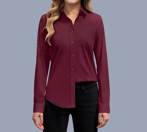 <b>Women's</b> 100% Cotton <b>Long</b> <b>Sleeve</b> Loose Fit Solid Color for <b>Shirt</b> Button Collar Moisture Wicking Breathable Fabric All Seasons - Product Image 4