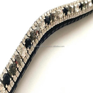Cuir de cheval Diamante 3 rangées de cristaux noirs et clairs Bandeau à sourcils toutes formes toutes couleurs disponibles OEM accepté en gros bandeau à sourcils - Product Image 4