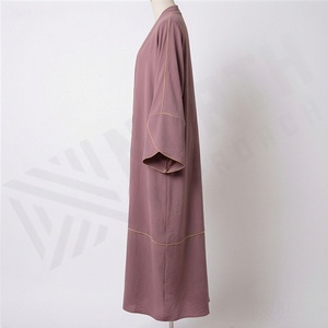 Nouvelle conception Ensemble Abaya ouverte Style Modeste 2 Pièces Vêtements Femme Viscose Soyeuse Plissée Mousseline Jilbab Couleur Personnalisée - Product Image 3
