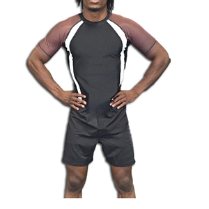 Camiseta Deportiva de Manga Corta para Hombre, de Secado Rápido, con Bloques de Color Blanco y Negro, Cuello Redondo, Corte Ajustado - Product Image 1
