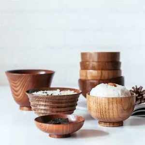 Ensemble de bols de service en bois faits à la main, finition naturelle, écologiques, décoration de cuisine et de maison, style rustique - Product Image 4