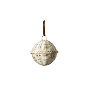 Boule décorative de Noël en rotin tressé blanc, écologique, pour fêtes et décorations de présentation - Product Image 1