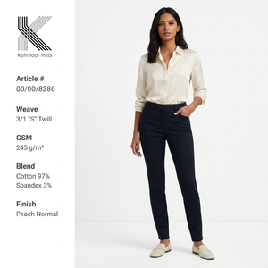 Pantalones de Mujer de Cintura Alta, Ajustados, Tipo Lápiz, Mezcla de Algodón y Elastano, 245GSM, Color Sólido, Largos, Tejido Twill - Product Image 1