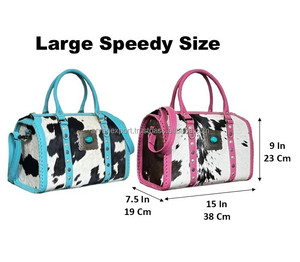 Luxury Turquoise Genuine Leather Cowhide Western Speedy <b>Bag</b> Handbag With Concho <b>Studded</b> Barrel Duffel Crossbody <b>Bag</b> for Unisex - Product Image 2