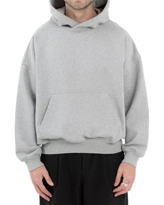 High Quality 100% Cotton Plain Pullover Breathable Hoodies for Men Heavyweight Oversized Boxy Fit Cropped Hoodie Men - Product Image 5
