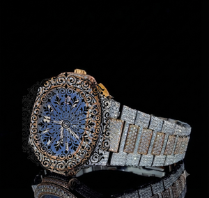 Luxury Moissanite Diamond <b>Watch</b> Silver Square Case 46mm Analog Dial Quartz Movement Waterproof Unisex Deployment <b>Clasp</b> - Product Image 2